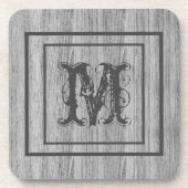 Dessous-de-verre Monogramme en bois rustique personnalisé (Devant)