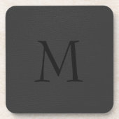 Dessous-de-verre Monogramme en cuir noir simple Faux (Devant)