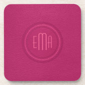 Dessous-de-verre Monogramme en cuir rose Faux (Devant)