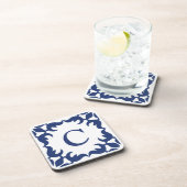 Dessous-de-verre Monogramme encadré en Filigree en bleu marine (Côté Droit)