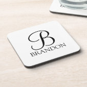 Dessous-de-verre Monogramme et nom de script personnalisé classique (Côté gauche)