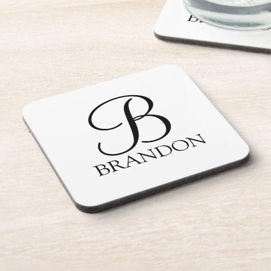 Dessous-de-verre Monogramme et nom de script personnalisé classique (Côté gauche)