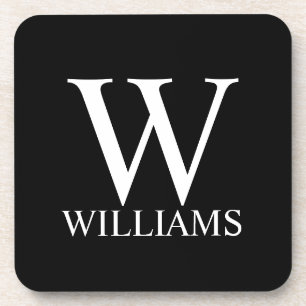 Dessous-de-verre Monogramme et nom personnalisés en noir