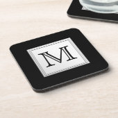Dessous-de-verre Monogramme fait sur commande imprimé. Gris noir et (Côté gauche)