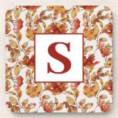 Dessous-de-verre Monogramme Feuille rustique Automne (Devant)