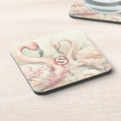 Dessous-de-verre Monogramme Flamant Rose (Côté gauche)