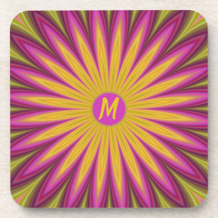 Dessous-de-verre Monogramme Fleur de soleil surréelle éclate de cou
