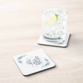 Dessous-de-verre Monogramme floral bleu "L" initial serein (Côté Droit)