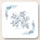 Dessous-de-verre Monogramme floral bleu "Y" initial calm (Devant)