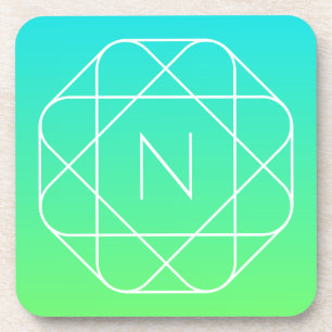 Dessous-de-verre Monogramme géométrique cool   Ombre Vert bleu et c