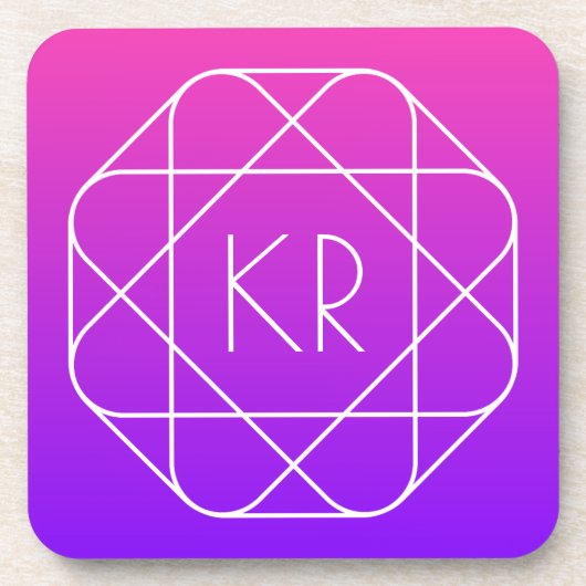 Dessous-de-verre Monogramme géométrique cool | Violette violette ma (Devant)