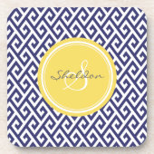 Dessous-de-verre Monogramme géométrique principal grec bleu chic de (Devant)