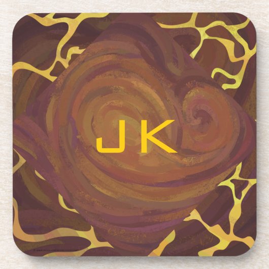 Dessous-de-verre Monogramme Giraffe Brown, Impression Jaune (Devant)