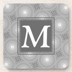 Dessous-de-verre Monogramme gris cercles motif