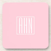 Dessous-de-verre Monogramme initial | Blanc sur rose clair (Devant)
