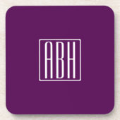 Dessous-de-verre Monogramme initial | Blanc Sur Violet Profond (Devant)