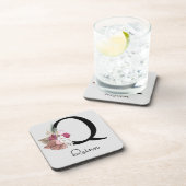 Dessous-de-verre Monogramme initial Q rose Boho Floral (Côté Droit)