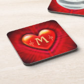 Dessous-de-verre Monogramme initial sur mesure du coeur rouge Desso (Côté gauche)