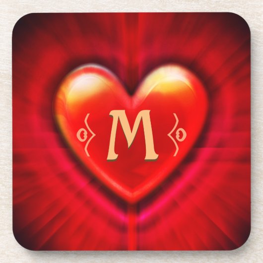 Dessous-de-verre Monogramme initial sur mesure du coeur rouge Desso (Devant)