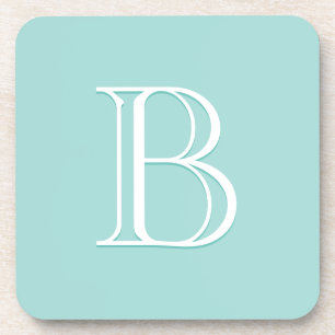 Dessous-de-verre Monogramme initial Turquoise vert 