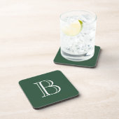 Dessous-de-verre Monogramme Initiale Moderne Personnalisée Vert & B (Côté Droit)