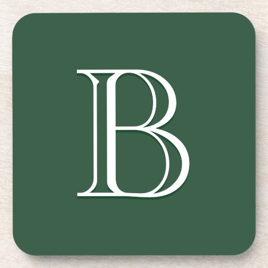 Dessous-de-verre Monogramme Initiale Moderne Personnalisée Vert & B (Devant)