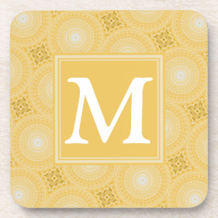 Dessous-de-verre Monogramme jaune cercles motif