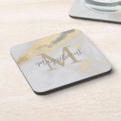 Dessous-de-verre Monogramme Marbre or et gris (Côté gauche)