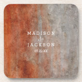 Dessous-de-verre Monogramme Mariage d'aquarelle gris orange d'autom (Devant)