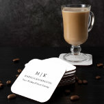 Dessous-de-verre Monogramme minimaliste moderne ou ajouter un logo<br><div class="desc">Dessous de verre minimalistes modernes. Noir & Blanc ou choisissez vos couleurs personnalisées. Parfait pour les petites entreprises, les marques d'entreprise, les traiteurs, les boulangeries cafés, les restaurants et plus encore. Facile à personnaliser avec vos initiales monographiques, nom et information d'entreprise, titre de poste, slogan ou même ajouter votre logo...</div>