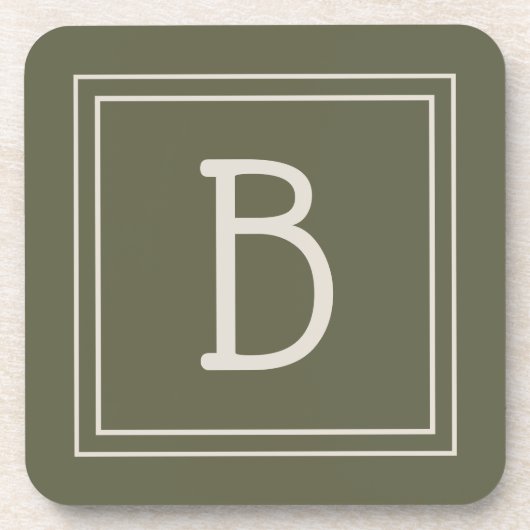 Dessous-de-verre Monogramme Moderne en Mousse Verte & Blanc cassé I (Devant)