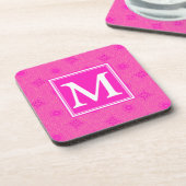 Dessous-de-verre Monogramme motif rose chaud cercles (Côté gauche)