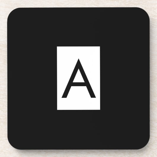 Dessous-de-verre Monogramme noir blanc Lettre initiale Plaque moder (Devant)