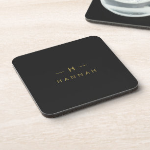 Dessous-de-verre Monogramme Noir   Élégant minimaliste moderne