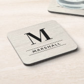Dessous-de-verre Monogramme Nom Serif Bois Pâle Rustique (Côté gauche)