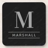 Dessous-de-verre Monogramme personnalisé classique gris-blanc initi (Devant)