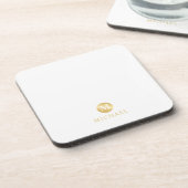 Dessous-de-verre Monogramme personnalisé de luxe blanc et or (Côté gauche)