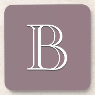 Dessous-de-verre Monogramme personnalisé initial violet et blanc mo