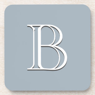Dessous-de-verre Monogramme personnalisé initiale bleu clair et bla