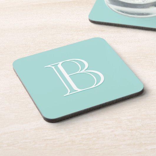 Dessous-de-verre Monogramme personnalisé initiale vert sarcelle cla (Côté gauche)