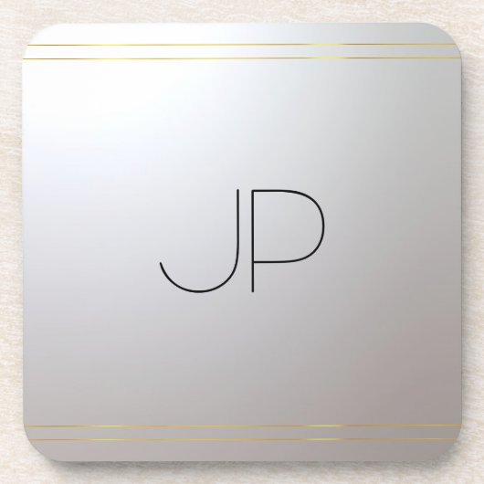 Dessous-de-verre Monogramme personnalisé Modèle initial Gold Silver (Devant)