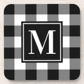 Dessous-de-verre Monogramme plat de buffle noir et blanc personnali (Devant)
