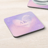 Dessous-de-verre Monogramme Purple Pink Gradient Coeur (Côté gauche)