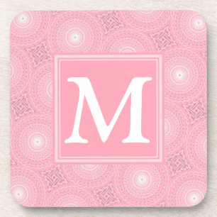 Dessous-de-verre Monogramme rose cercles motif