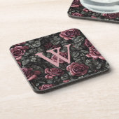 Dessous-de-verre Monogramme Rose vintage (Côté gauche)