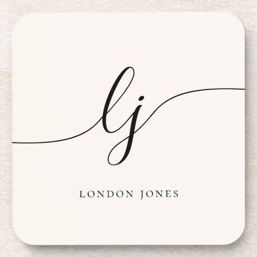 Dessous-de-verre Monogramme Simple Élégant Script Chic Feminine (Devant)