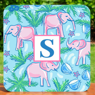 Dessous-de-verre Monogramme tropique de l'éléphant de Preppy