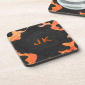 Dessous-de-verre Monogramme vache noir et orange Impression (Côté gauche)