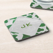 Dessous-de-verre Monogramme vert et blanc de vache (Côté gauche)