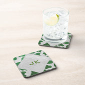 Dessous-de-verre Monogramme vert et blanc de vache (Côté Droit)